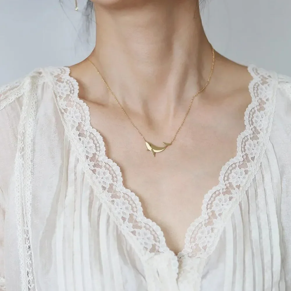 Whale Pendant Necklace in Gold - Picture 6 of 8